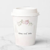 Soft Pink Roses & Bride and Groom Collection Papieren Bekers (Achterkant)