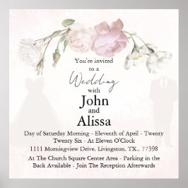 Soft Pink Roses & Bride and Groom Collection Poster