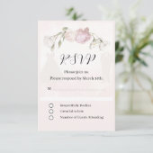 Soft Pink Roses & Bride and Groom Collection RSVP Kaartje (Staand voorkant)