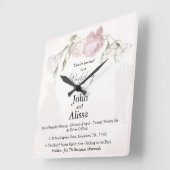 Soft Pink Roses & Bride and Groom Collection Vierkante Klok (Hoek)