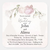 Soft Pink Roses & Bride and Groom Collection Vierkante Sticker (Voorkant)