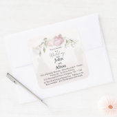 Soft Pink Roses & Bride and Groom Collection Vierkante Sticker (Envelop)