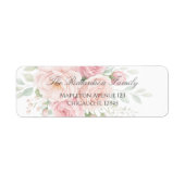 soft pink roses floral return adress label  (Voorkant)