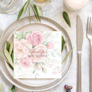 soft pink roses floral spring summer napkins servet