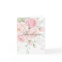 soft pink roses floral thank you card
