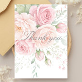 soft pink roses floral thank you card bedankkaart