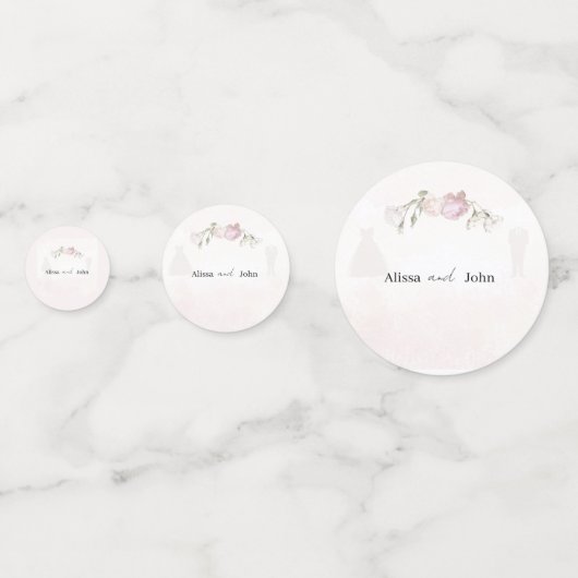 Soft Pink Roses Wedding Collection Table Confetti (Achterkanten)