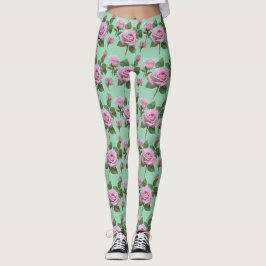 Soft Pink Roses With Subtle Lavender Highlights  Leggings