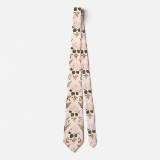  Soft Pink & Sage Botanical  Stropdas (Voorkant)