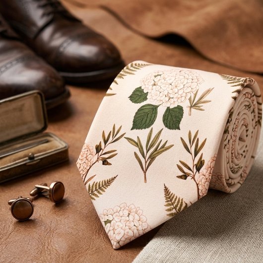 Soft Pink & Sage Botanical Stropdas