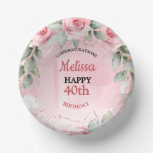 Soft Pink & Sage Green Roses Any Year Birthday