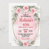 Soft Pink & Sage Green Rozen Elk jaar Verjaardag Kaart (Voorkant / Achterkant)