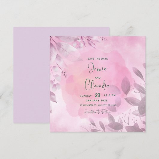 Soft Pink Save the Date-Kaart (Voorkant / Achterkant)