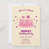 Soft Pink schattige verjaardagstaart Kaart (Voorkant)