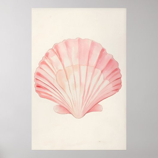 Soft Pink Seashell Print Watercolor Coastal Wall (Voorkant)