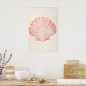 Soft Pink Seashell Print Watercolor Coastal Wall (Keuken)