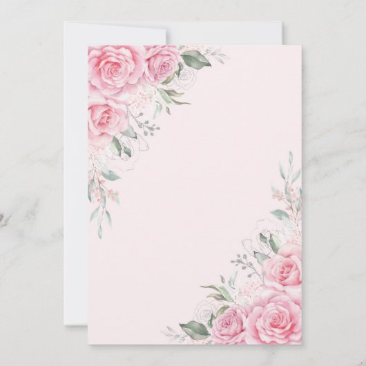 Soft Pink Silver Quinceañera Rose Flower Butterfly Kaart (Achterkant)