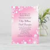 Soft Pink Snowflakes Weddenschap 2 Kaart (Staand voorkant)