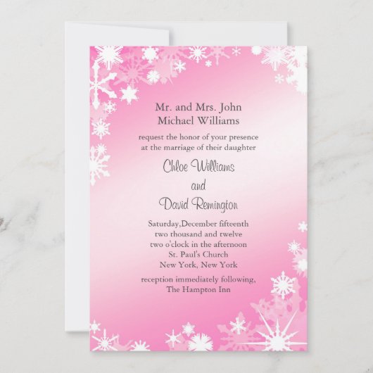 Soft Pink Snowflakes Weddenschap Kaart (Voorkant)