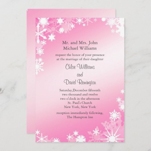 Soft Pink Snowflakes Weddenschap Kaart (Voorkant / Achterkant)