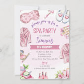 Soft Pink Spa Party Invitation - Relax & Pamper Kaart (Voorkant)