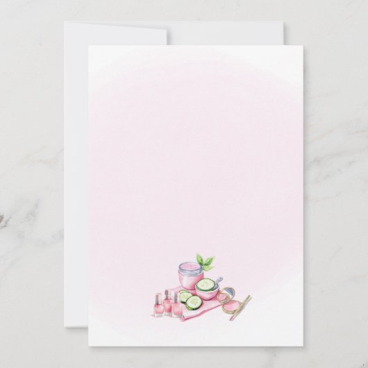 Soft Pink Spa Party Invitation - Relax & Pamper Kaart (Achterkant)