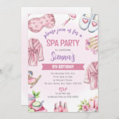 Soft Pink Spa Party Invitation - Relax & Pamper Kaart (Voorkant / Achterkant)