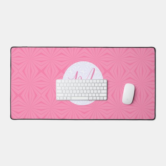 Soft Pink Squiggly Squares Personalized Initial Bureaumat (Keyboard & Muis)