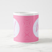 Soft Pink Squiggly Squares Personalized Initial Grote Koffiekop (Voorkant)