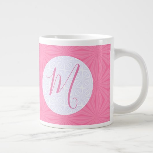 Soft Pink Squiggly Squares Personalized Initial Grote Koffiekop (Rechts)