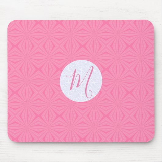 Soft Pink Squiggly Squares Personalized Initial Muismat (Voorkant)