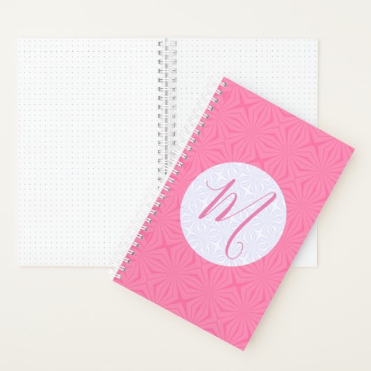 Soft Pink Squiggly Squares Personalized Initial  Notitieboek (Binnen)