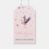 Soft Pink Stork Girl Baby shower Cadeaulabel (Voorkant)