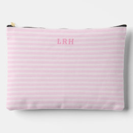 Soft Pink Stripe Vintage Tiny Initials Monogram Etui