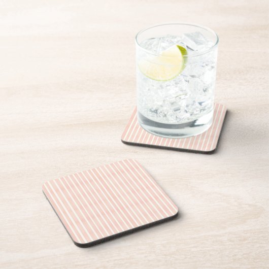 Soft Pink Stripes Beverage Coaster Bier Onderzetter (Rechterzijde)