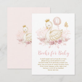 Soft Pink Swan Princess Balloon boeken voor Baby Informatiekaartje
