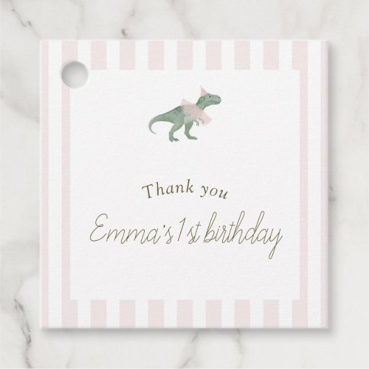 Soft Pink T Rex Tutu Girl Bedankjes Labels (Voorkant)