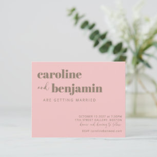 Soft Pink Taupe Modern Budget Huwelijksuitnodiging