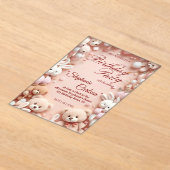 Soft Pink Teddy Bear Birthday Invitation Acryl Uitnodigingen (Laagn)