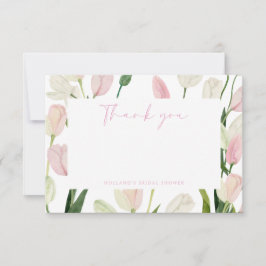 Soft Pink Tulip Bridal Shower Bedankkaart
