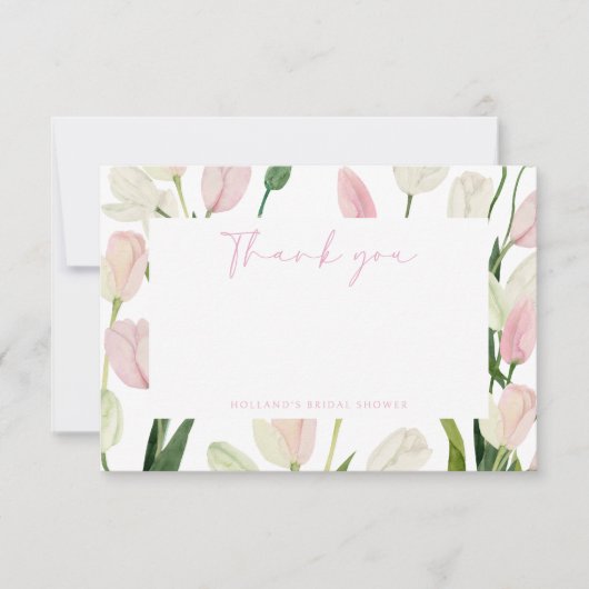 Soft Pink Tulip Bridal Shower Bedankkaart (Voorkant)