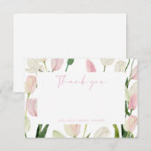 Soft Pink Tulip Bridal Shower Bedankkaart (Voorkant / Achterkant)