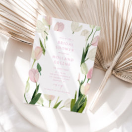 Soft Pink Tulip Bridal Shower Kaart