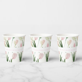 Soft Pink Tulip Bridal Shower Papieren Bekers