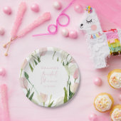 Soft Pink Tulip Bridal Shower Papieren Bordje (Feest)