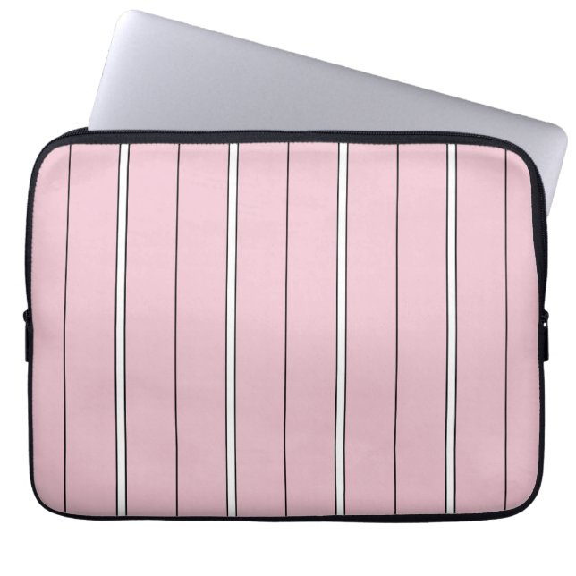 Soft Pink Vertical Stripe Pattern Minimal Laptop Sleeve (Voorkant)