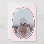 Soft pink watercolor grade invitation with bow kaart (Achterkant)