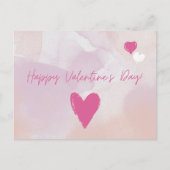 Soft Pink Watercolor Happy Valentine’s Day Briefkaart (Voorkant)