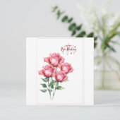 Soft Pink Watercolor Roses Flat Birthday Card Kaart (Staand voorkant)