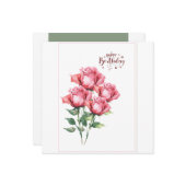 Soft Pink Watercolor Roses Flat Birthday Card Kaart (Voorkant / Achterkant in situ)